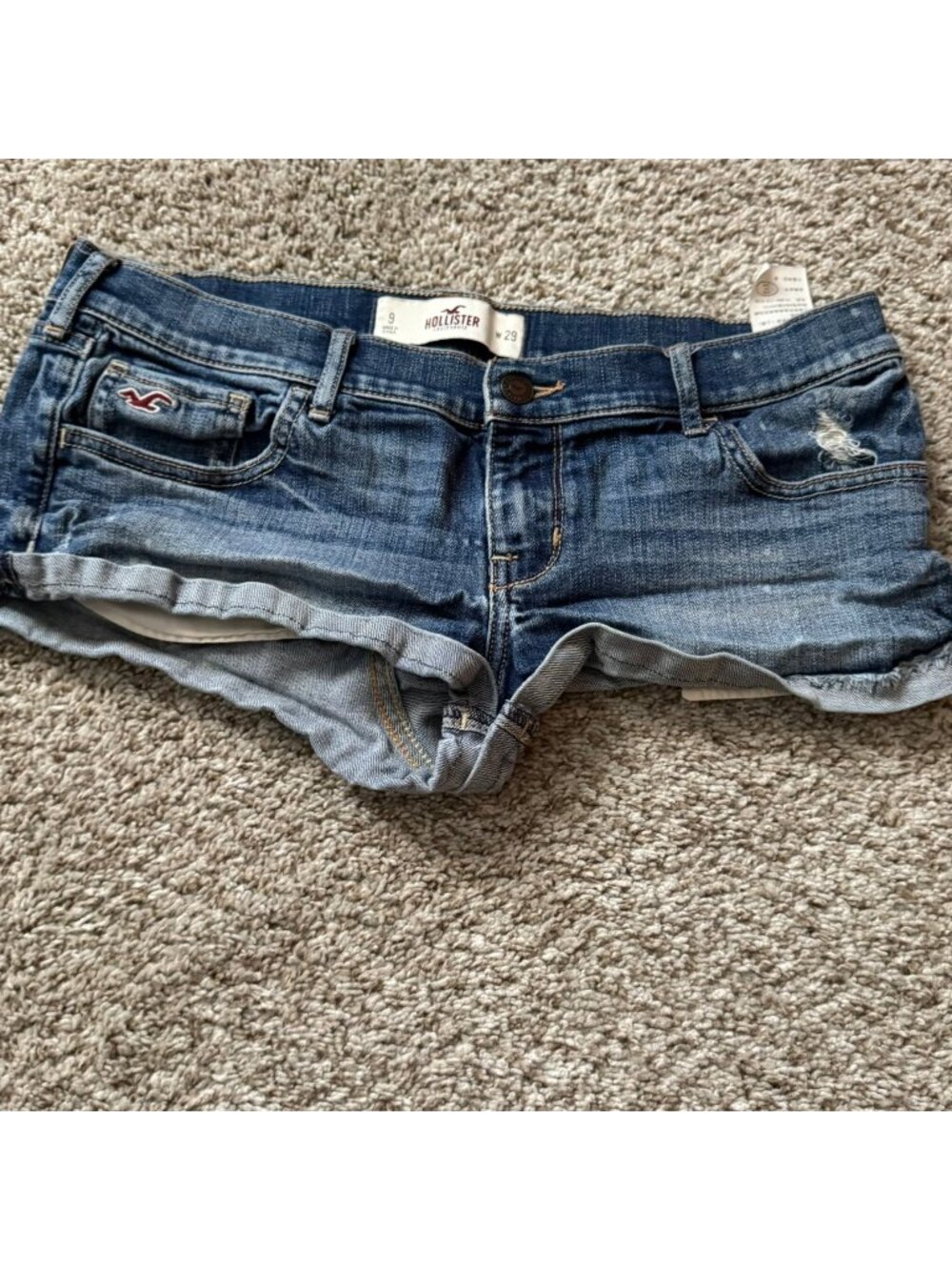 Hollister Women's Jean Short Shorts Size 9 W29 Distressed Rolled Cuff Cotton